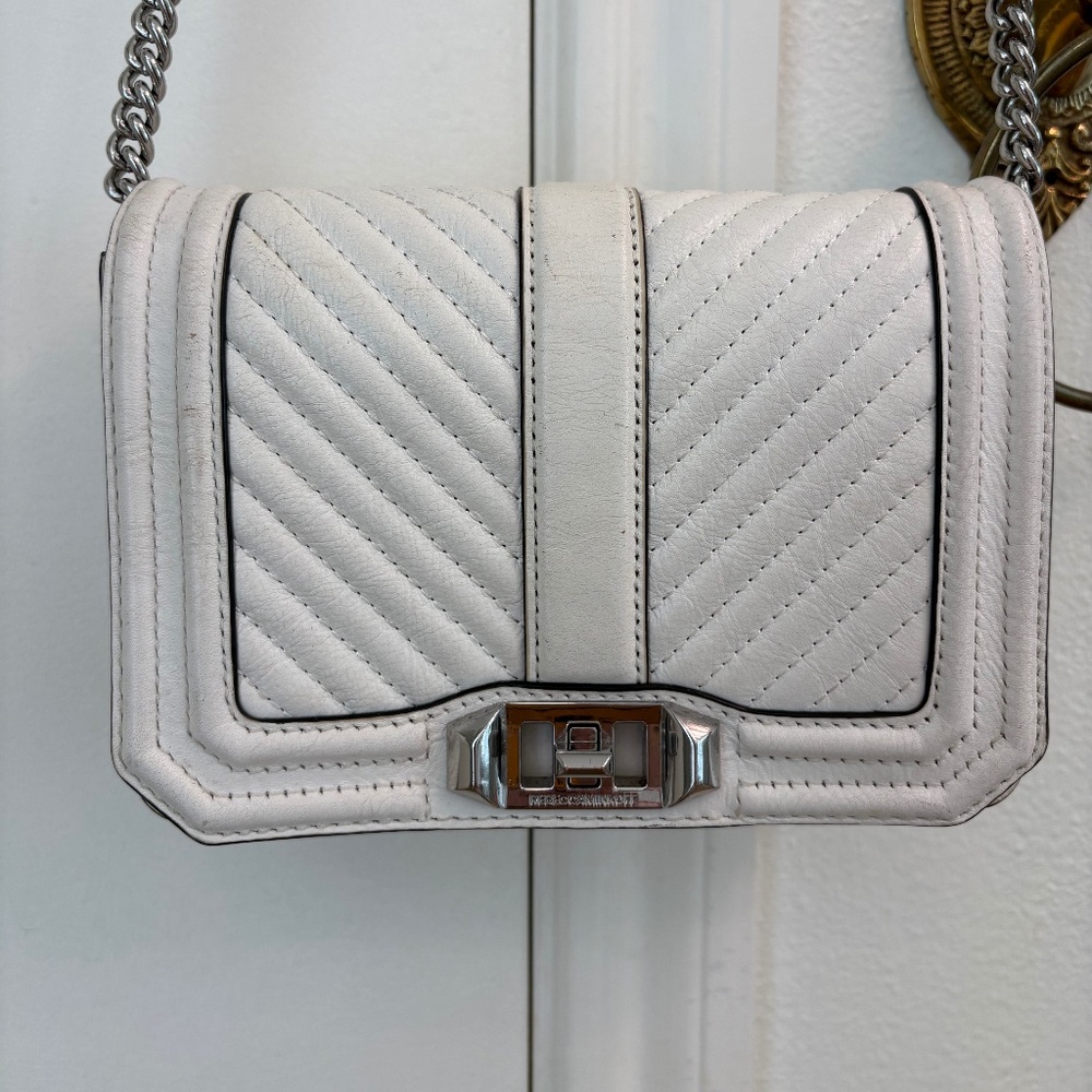 Rebecca Minkoff White Crossbody Chevron Quilted Purse